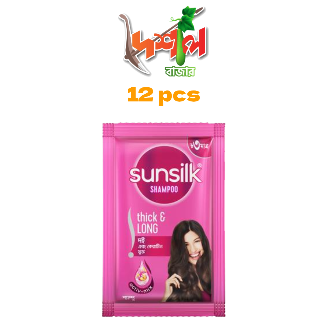 Sunsilk Thick & Long Minipack Shampoo মিনি প্যাক শ্যাম্পু ১২ পিস