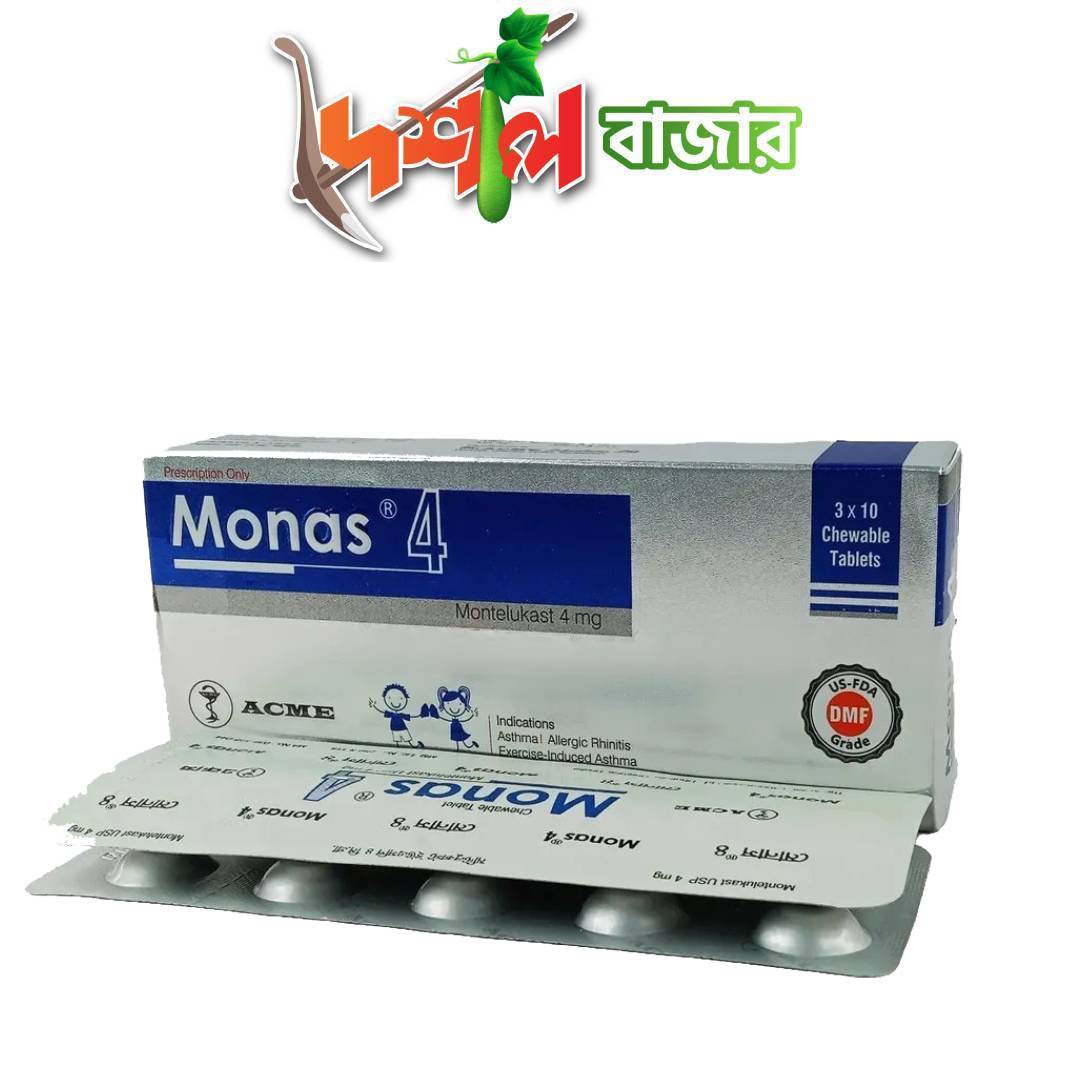 "Monas Chewable Tablet 4mg - Uses, Benefits, Side Effects & Dosage"15 pcs